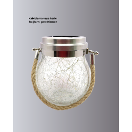 Güneş Enerjili Cam Sarkıt Bahçe Balkon Teras Aydınlatma 30 LED