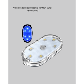 360° Döner Çiftli Bardak Tutucu ve Kablosuz Ambiyans LED Işık Araç Seti