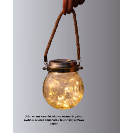 Güneş Enerjili Cam Sarkıt Bahçe Balkon Teras Aydınlatma 30 LED