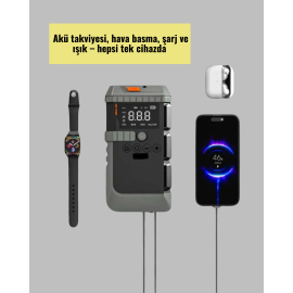 Şarjlı 12000 mAh Araç Akü Takviye ve Hava Kompresörü 4’ü 1 Arada