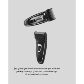 Şarjlı Kablosuz Tıraş Makinesi Çift Başlık Kuru Tıraş Ergonomik Taşınabilir