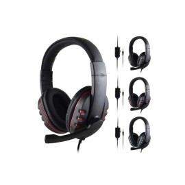 Oyuncu Kulaklığı Kulak Üstü Kablolu Stereo Mikrofonlu Yumuşak Kulak Yastığı