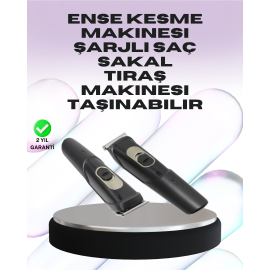 Sessiz Motorlu, Kablosuz Kullanımlı Şarjlı Saç ve Sakal Kesme Makinesi – Taraklı Set
