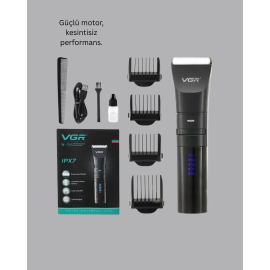 Şarjlı Tıraş Makinesi – Dijital Ekranlı, IPX7 Su Geçirmez, Titanyum Bıçaklı