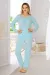 Mavi Penye Pijama Takımı - 1631 - Beden XL