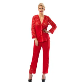 Kırmızı Penye Pijama Takımı - 1570 - Beden S
