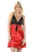 Kırmızı Dantelli Saten Gecelik - M-383 - Beden S/M