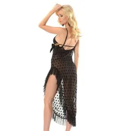 Siyah Dantelli Sabahlık & Gecelik Takım 2' Li - 1405 - Beden S/m