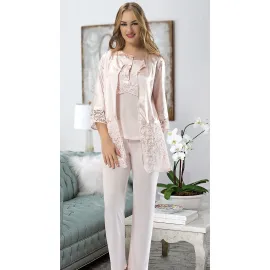 Pudra Penye Pijama Takımı - 1417 - Beden XL