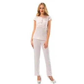 Pudra Penye Pijama Takımı - 1607 - Beden S/m