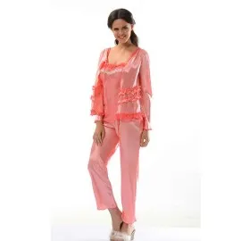 Nar Çiçeği Saten Pijama Takımı - 1413 - Beden L