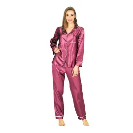 Mor Saten Pijama Takımı - 1613 - Beden S/M