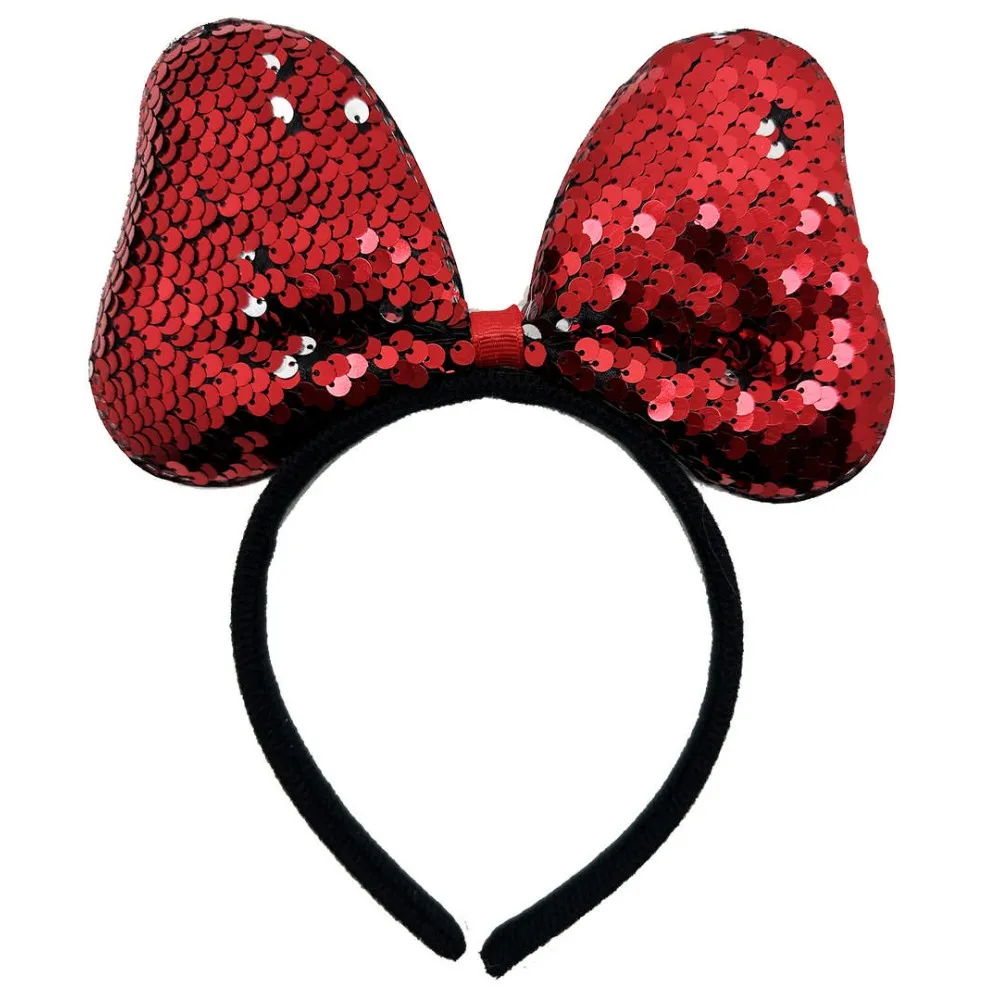 Renk Değiştiren Pullu Payetli Fiyonk Parti Tacı Kırmızı Gümüş Renk 20X16 Cm