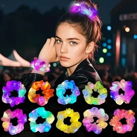 Mint Yeşili Renk Led Işıklı Lastikli Saç Tokası - 3 Modlu Festival & Parti Saç Tokası