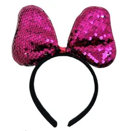 Renk Değiştiren Pullu Payetli Fiyonk Parti Tacı Fuşya Gümüş Renk 20X16 Cm