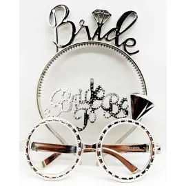 Bride Yazılı Taç Ve Bride To Be Yazılı Gözlük Seti Gümüş Renk 