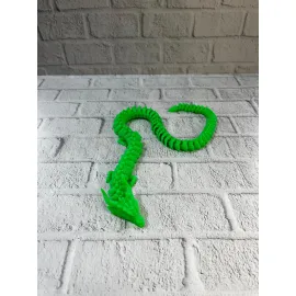 Yeşil Hareketli Ejderha Figürü Esnek Gövdeli Fantastik Dekor 60 cm