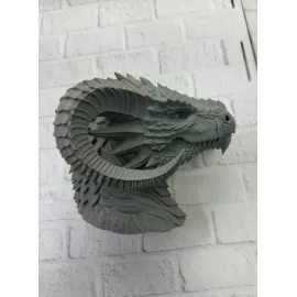 3D Ejderha Başı Heykeli Koleksiyonluk Dekoratif Figür 22x17 cm