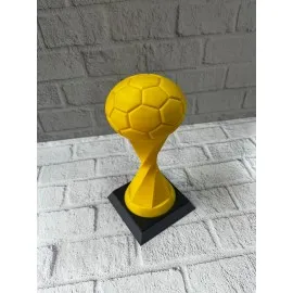 Futbol Toplu Sarı Kupa 21Cm Masaüstü Dekor Ödül Figürü