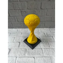 Futbol Toplu Sarı Kupa 21cm Masaüstü Dekor Ödül Figürü