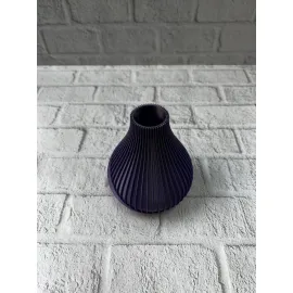 Mor Çizgili Dekoratif Vazo 11 cm Modern Tasarım Aksesuar