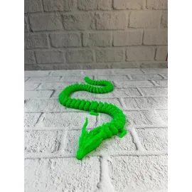 Yeşil Hareketli Ejderha Figürü Esnek Gövdeli Fantastik Dekor 60 cm