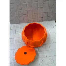 Kapaklı Balkabağı Dekor Kutusu 21×15 Cm Halloween Temalı Saklama