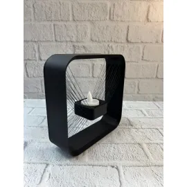 Kare Askılı Mumluk Duvara Asılan Şık Dekoratif Mumluk 16×16 cm