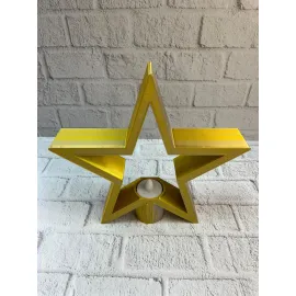 Sarı Yıldız Mumluk Modern Salon ve Raf Dekoru