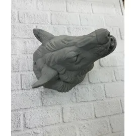 Gri Kurt Duvar Dekoru Asılabilir Dekoratif Heykel Tasarım