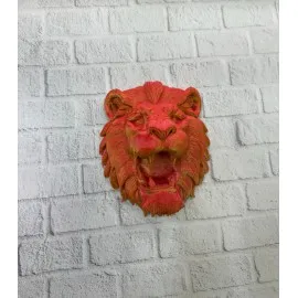 Özel Tasarım 3D Aslan Figürü Duvar Süsü Dekoratif Heykel 20X21 Cm