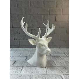 Beyaz Geyik Biblo 23 cm Dekoratif Modern Tasarım