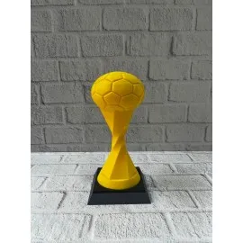 Futbol Toplu Sarı Kupa 21Cm Masaüstü Dekor Ödül Figürü