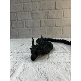 Siyah Hareketli Ejderha Figürü Esnek Gövdeli Dekoratif Tasarım 60 cm