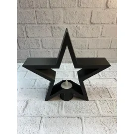 Siyah Yıldız Şeklinde Mumluk Loş Işık Dekor Aksesuarı