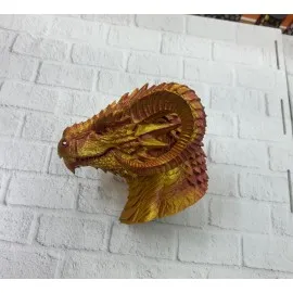 Asil Tasarım Gold–Red Ejderha Heykeli Hediyelik Fantastik Dekor