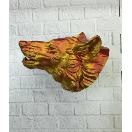 Gold Renk 3D Kurt Başı Duvar Dekoru