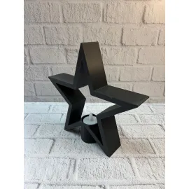 Yıldız Mumluk Siyah Modern Salon ve Raf Dekoru