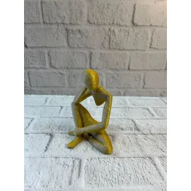 Dekoratif Sarı İnsan Figürü Modern Masa ve Raf Süsü