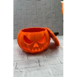 Kapaklı Balkabağı Dekor Kutusu 21×15 Cm Halloween Temalı Saklama