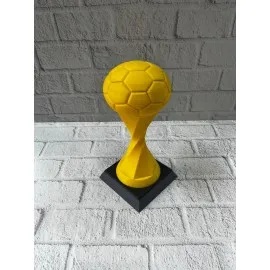 Futbol Toplu Sarı Kupa 21Cm Masaüstü Dekor Ödül Figürü
