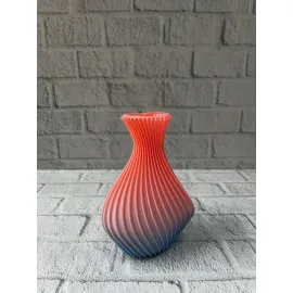 3D Dalga Desenli Kalp Formlu Dekoratif Vazo Pembe 15 cm