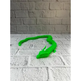 Yeşil Hareketli Ejderha Figürü Esnek Gövdeli Fantastik Dekor 60 cm