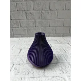 Mor Çizgili Dekoratif Vazo 11 cm Modern Tasarım Aksesuar