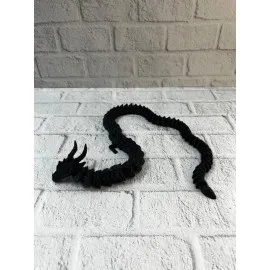 Siyah Hareketli Ejderha Figürü Esnek Gövdeli Dekoratif Tasarım 60 Cm