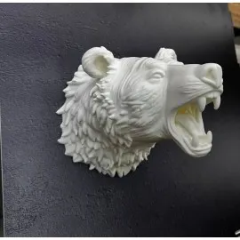 Özel Tasarım Beyaz Ayı Duvar Aksesuarı 3D Dekoratif Heykel 25X19 Cm