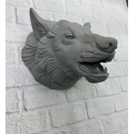 Gri Kurt Duvar Biblosu Güçlü Detaylı Dekoratif Tasarım 25X19 Cm
