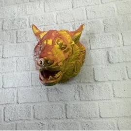 Gold Kurt Duvar Aksesuarı Asılabilir 3D Dekoratif Heykel 25X19 Cm