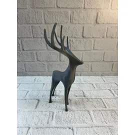 Geyik Figürü Gri Modern Salon ve Raf Dekoru