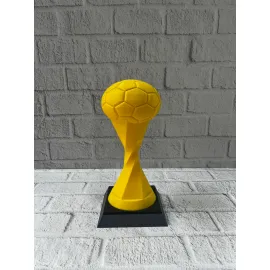 Futbol Toplu Sarı Kupa 21cm Masaüstü Dekor Ödül Figürü